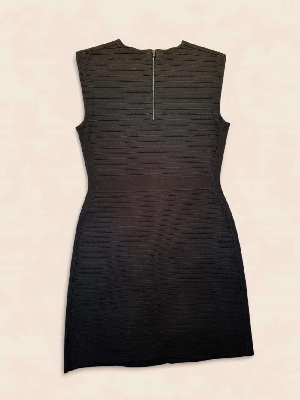 Tory Burch Sleeveless Black Ribbed Cotton Knit Sheath Dress Small
